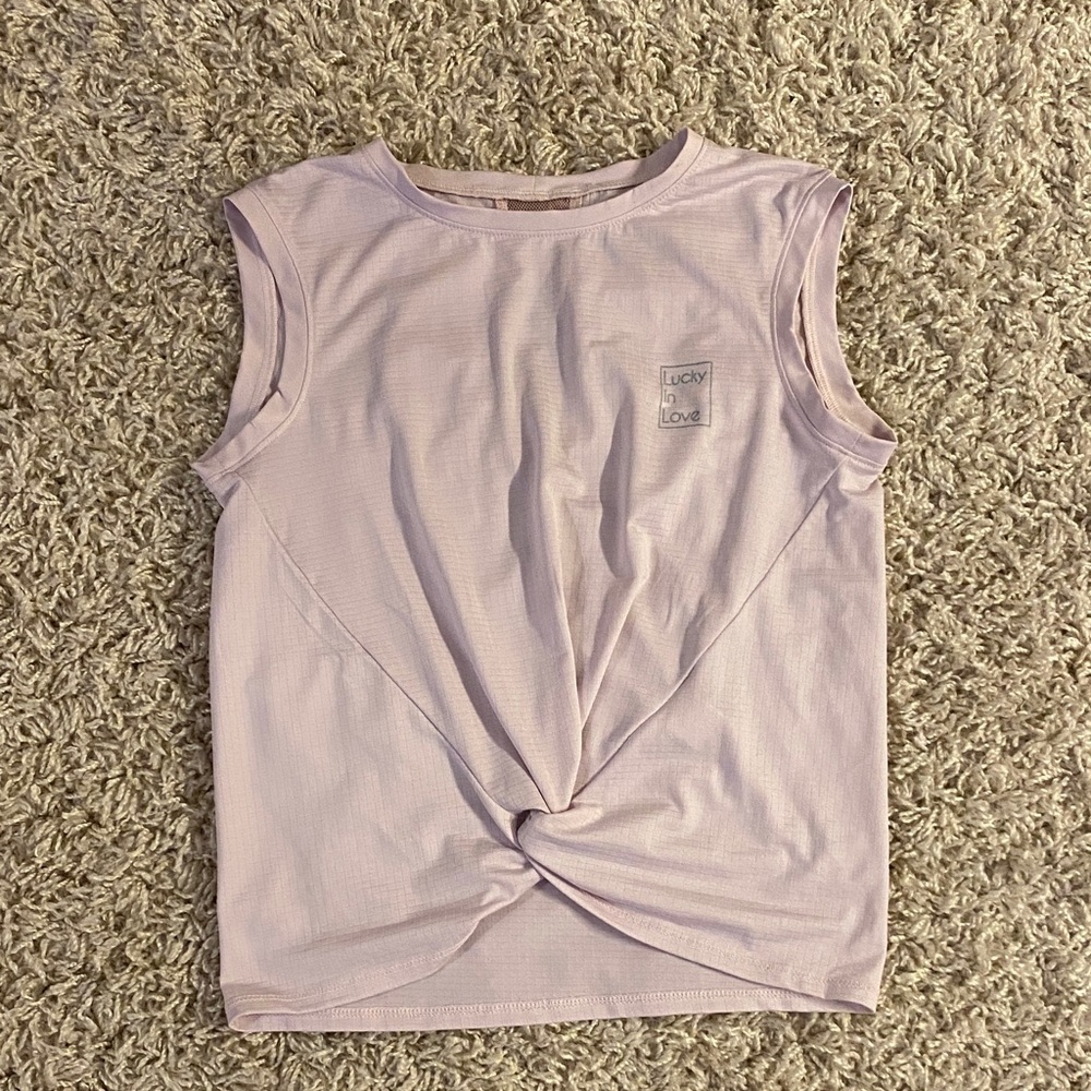 Lucky in Love Women's Light Pink Muscle Tee size S